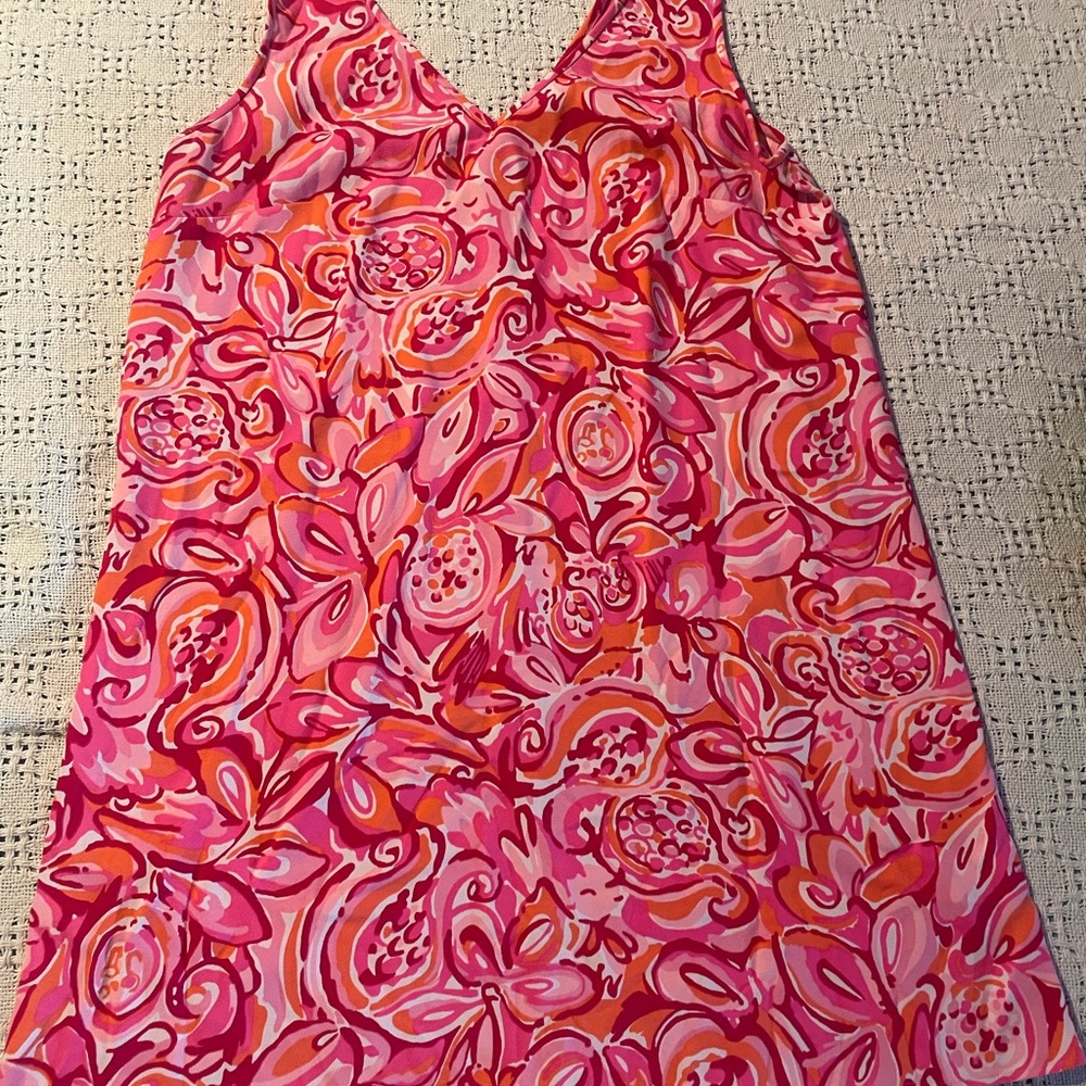 Lilly Pulitzer Vintage pink and orange floral v-neck dress